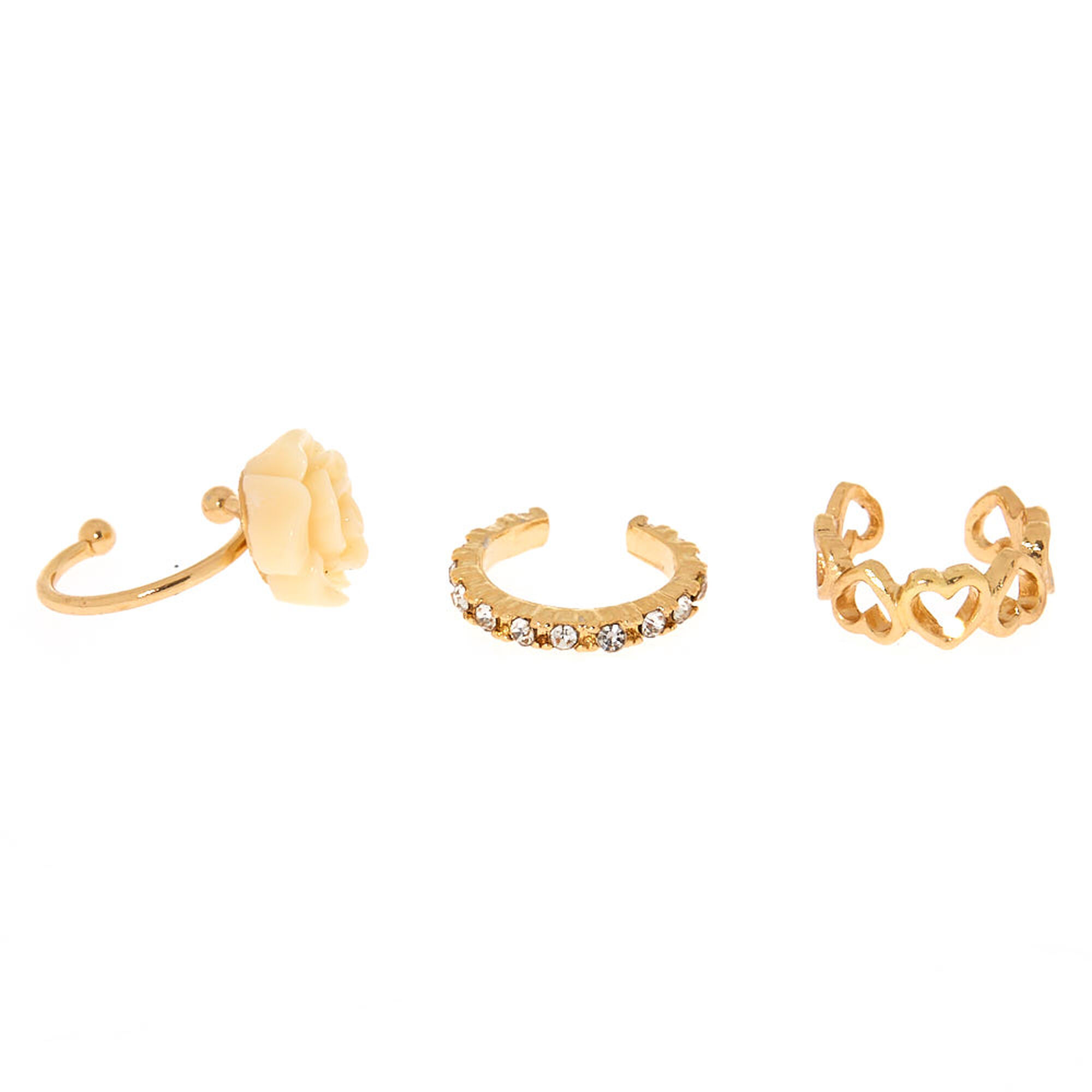 Gold Ear Cuffs, 3 Pack Claire's US