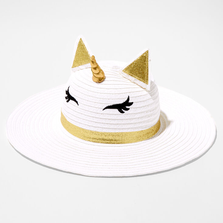 Claire&#39;s Club Unicorn Floppy Straw Hat,