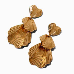 Gold-tone Flower Petal Drop Earrings,