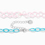 Happy Face Daisy &amp; Butterfly Charm Tattoo Choker &amp; Chainlink Necklaces - 2 Pack,