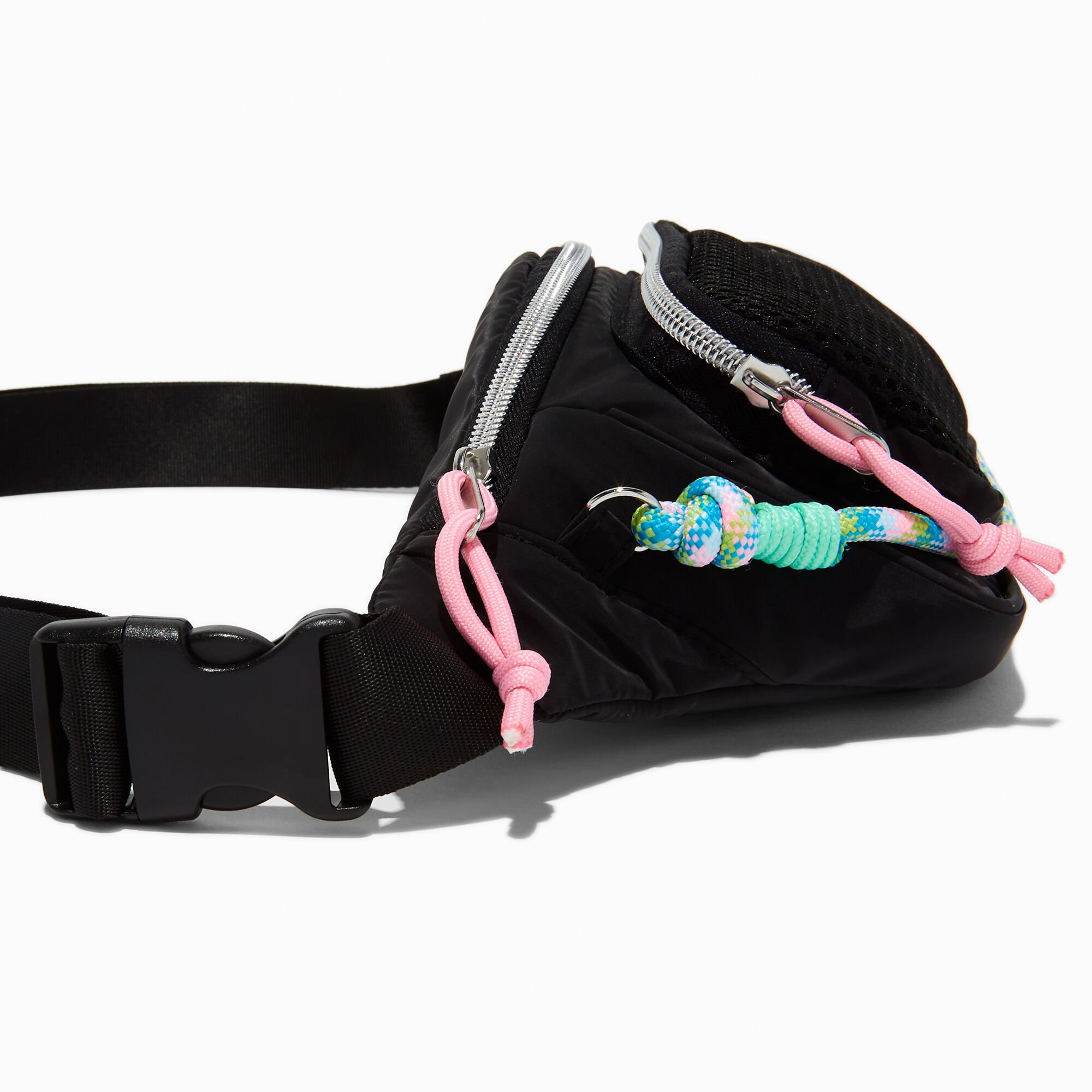 Black Nylon Cord Belt Bag,