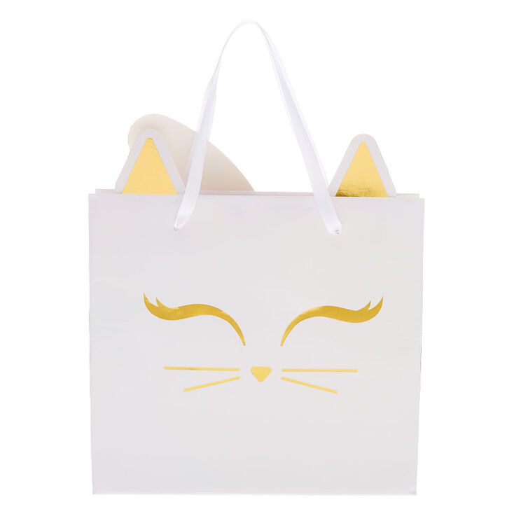 Sac cadeau chaton iris&eacute; - Blanc,