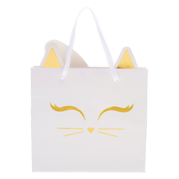court Incident, event Preconception Iridescent Kitty Cat Gift Bag - White | Claire's