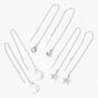 Silver 3&#39;&#39; Celestial Multi-Pack Threader Drop Earrings,