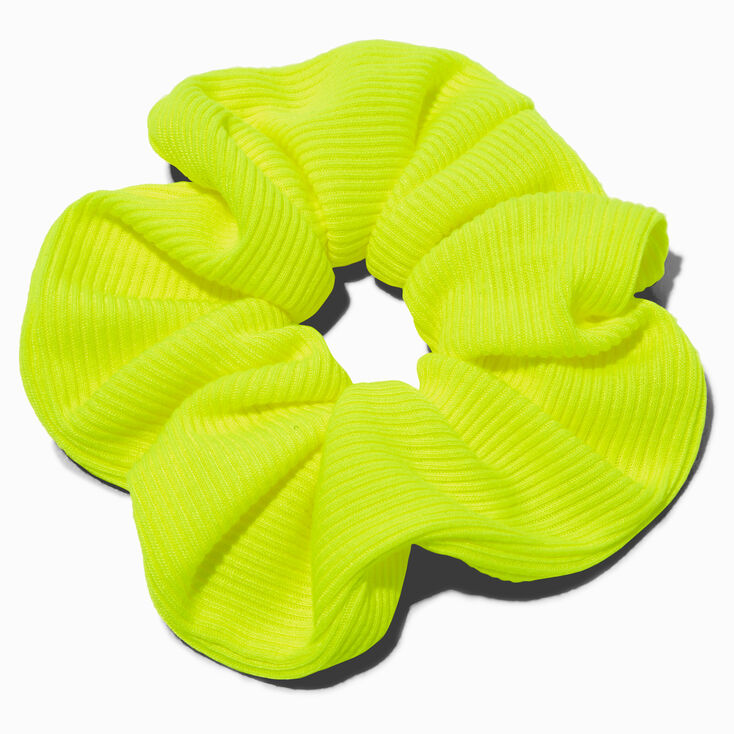 Ribbed Neon Yellow Hair Scrunchie,