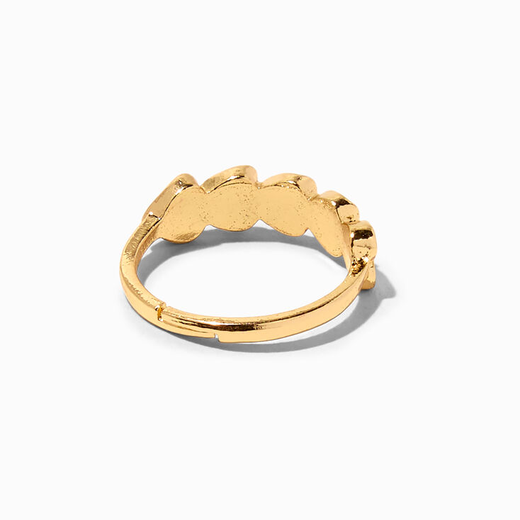 Pink Enameled Hearts Gold Adjustable Ring,
