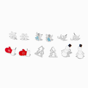 Winter Wonderland Assorted Holiday Stud Earrings - 6 Pack,
