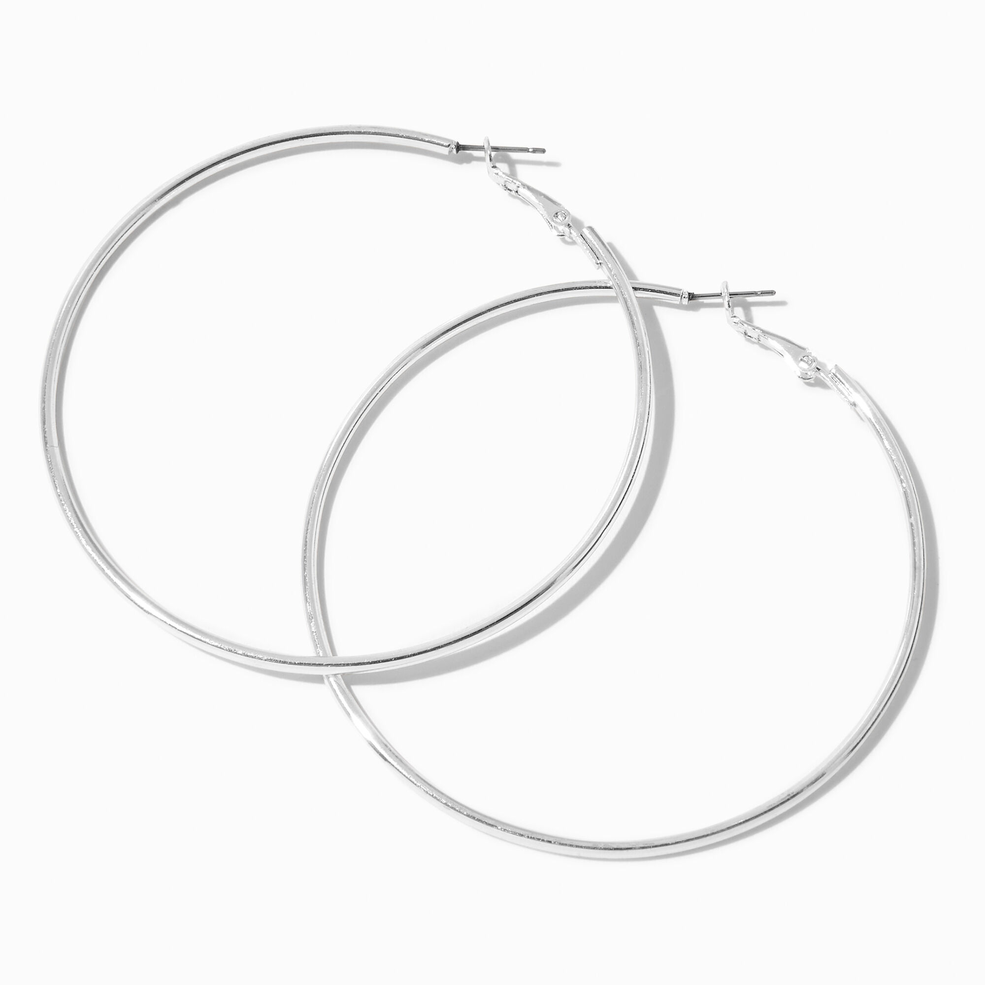 View Claires Tone 70MM Hoop Earrings Silver information