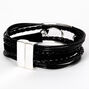 Braided Ring Leather Wrap Bracelet - Black,