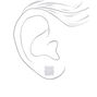 Silver-tone Cubic Zirconia 10mm Square Stud Earrings,