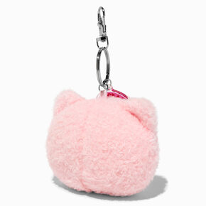 Fuzzy Pink Cat Plush Keychain,