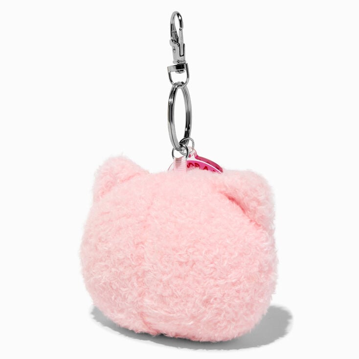 Fuzzy Pink Cat Plush Keychain,