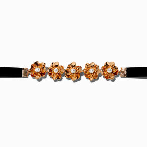 Pearl Gold-tone Floral Choker Necklace,