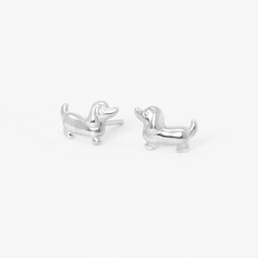 Sterling Silver Wiener Dog Stud Earrings,