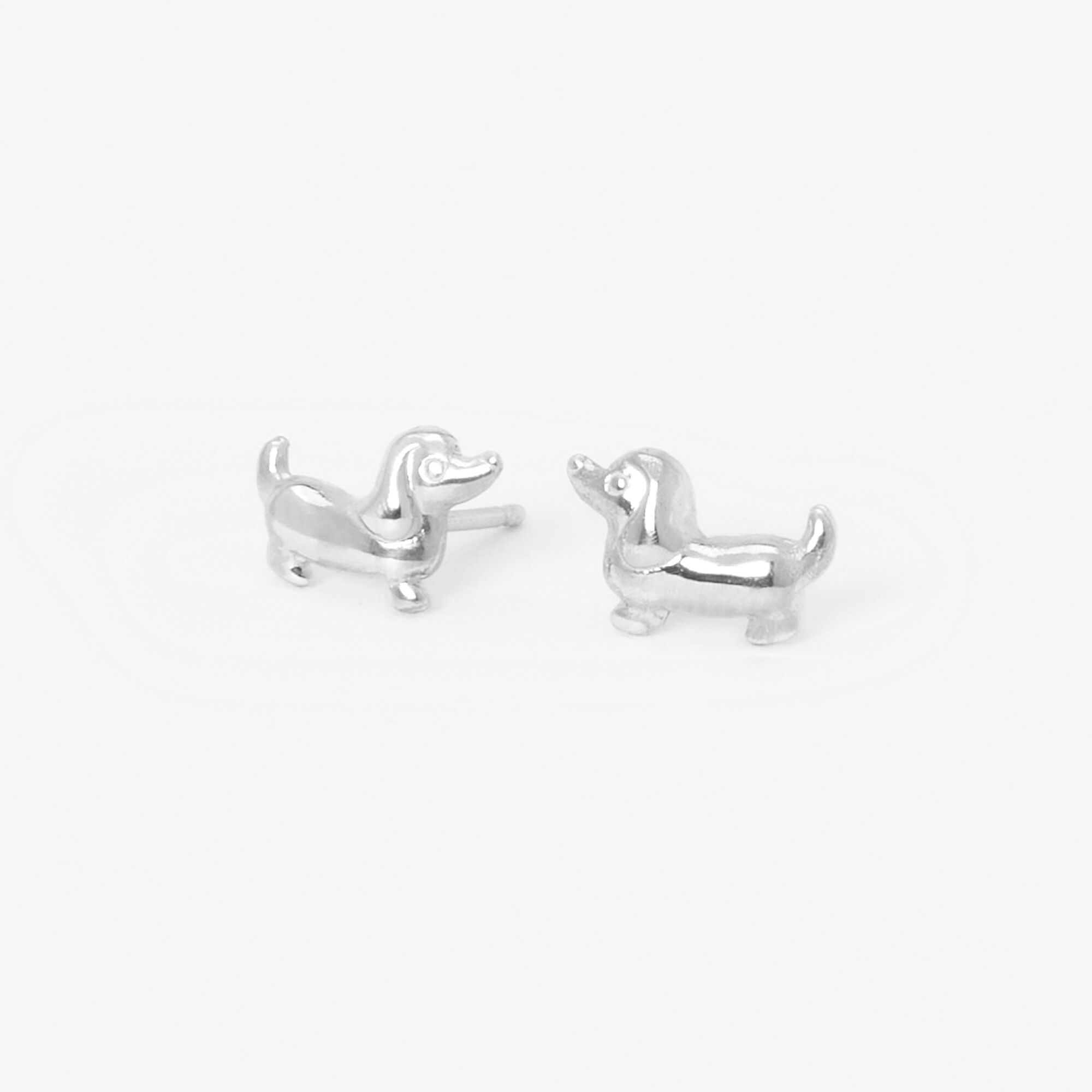 View Claires Wiener Dog Stud Earrings Silver information