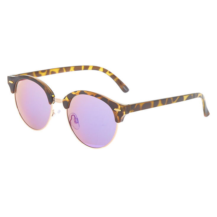 Claire's Lunettes de soleil rondes à motif écaille de tortue marron style mod