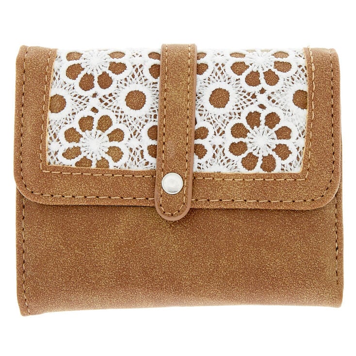 Claire's Porte-monnaie marron dépliant au design crochet
