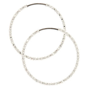 Silver-tone 25mm Laser Cut Hoop Earrings,