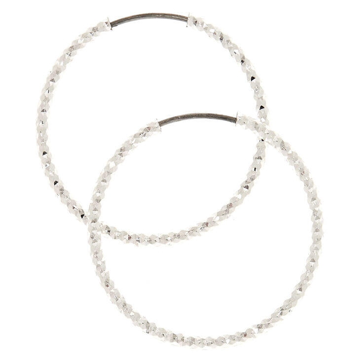 Silver-tone 25mm Laser Cut Hoop Earrings,