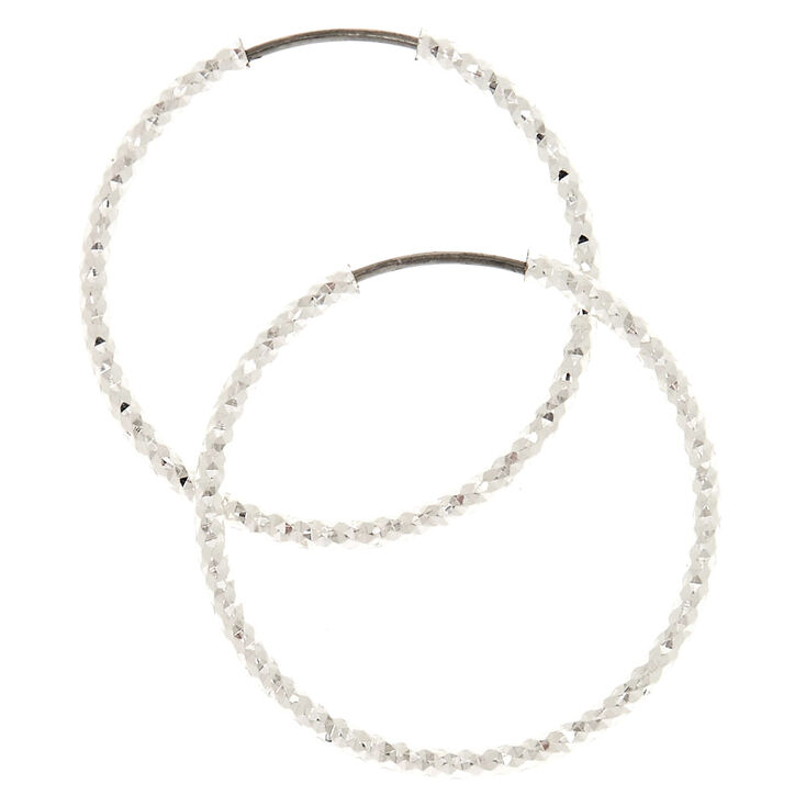 Silver-tone 25MM Laser Cut Hoop Earrings,