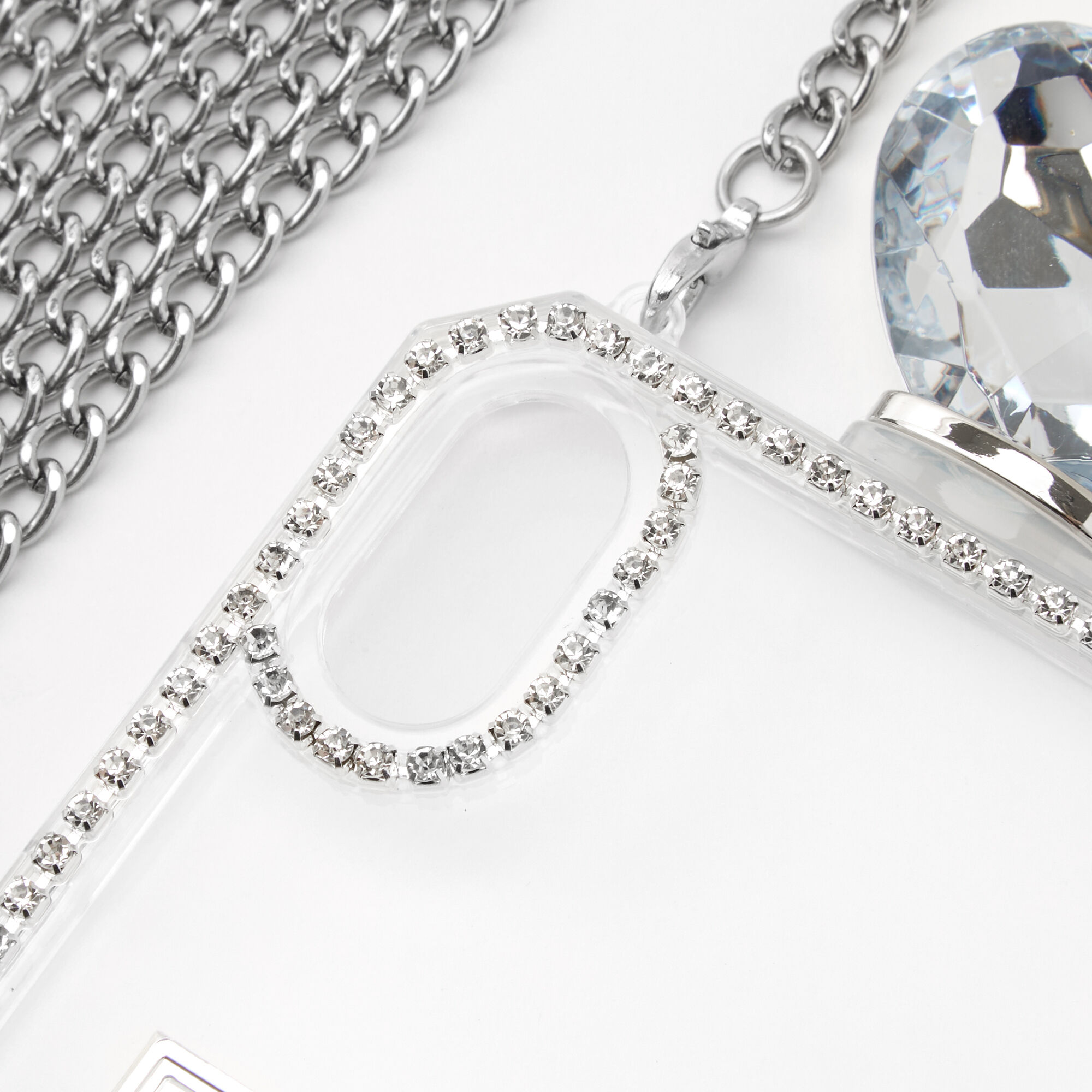 Silver Rhinestone Phone Case With Chain - Fits iPhone® XR,