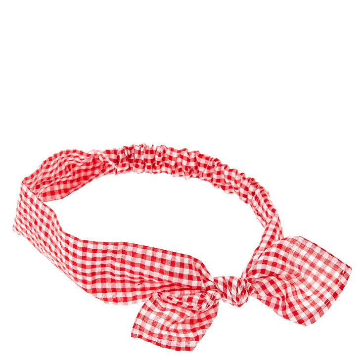 Bandeau &agrave; n&oelig;ud &agrave; carreaux Vichy rouges et blancs,
