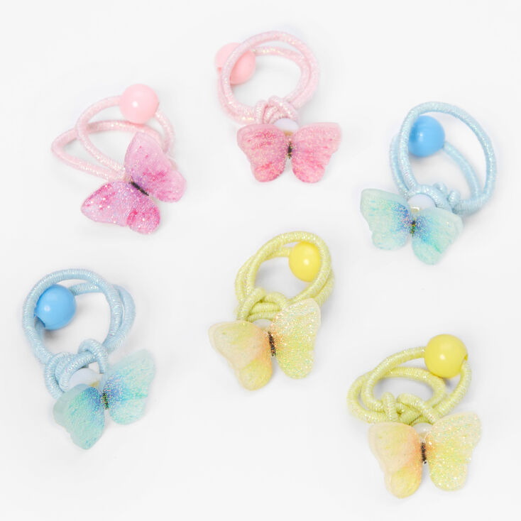 Claire's Club Pastel Butterfly Hair Ties - 6 Pack | Claire's