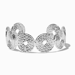 Silver-tone Swirl Disc Cuff Bracelet,