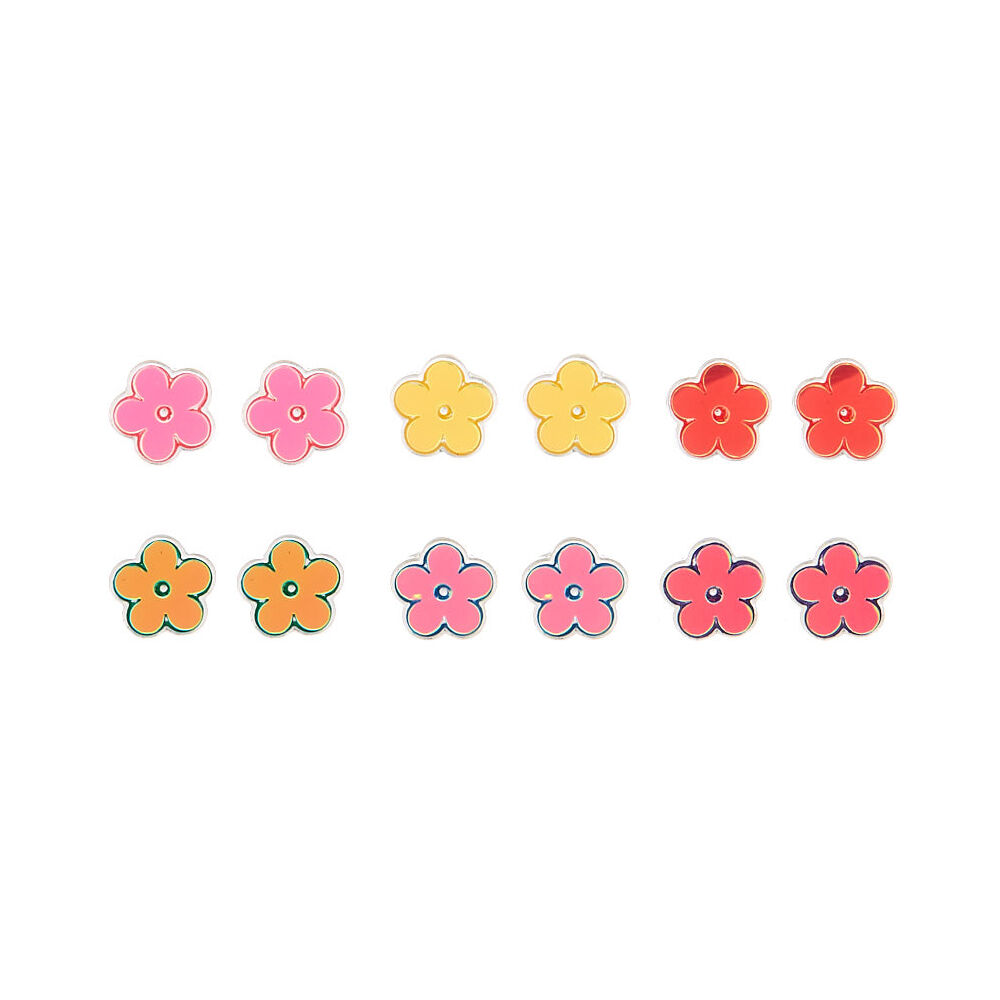 Sequin Flower Stud Earrings - 6 Pack,