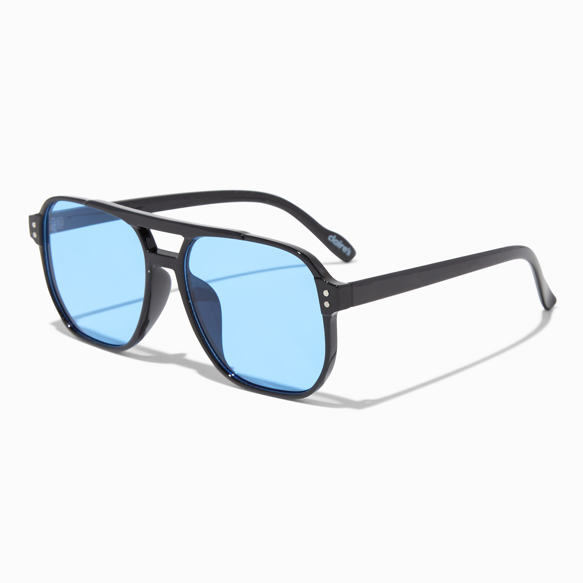 View Claires Lens Black Aviator Sunglasses Blue information