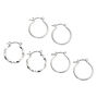 Silver-tone Thick Textured 20mm Hoop Earrings - 3 Pack,