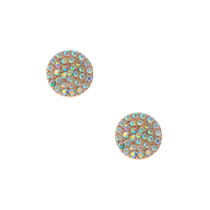 Aurora Borealis Disc Stud Earrings Claire S Aurora Borealis Disc Stud Earrings