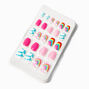 Rainbow Squiggle Coffin Press On Vegan Faux Nail Set - 24 Pack,