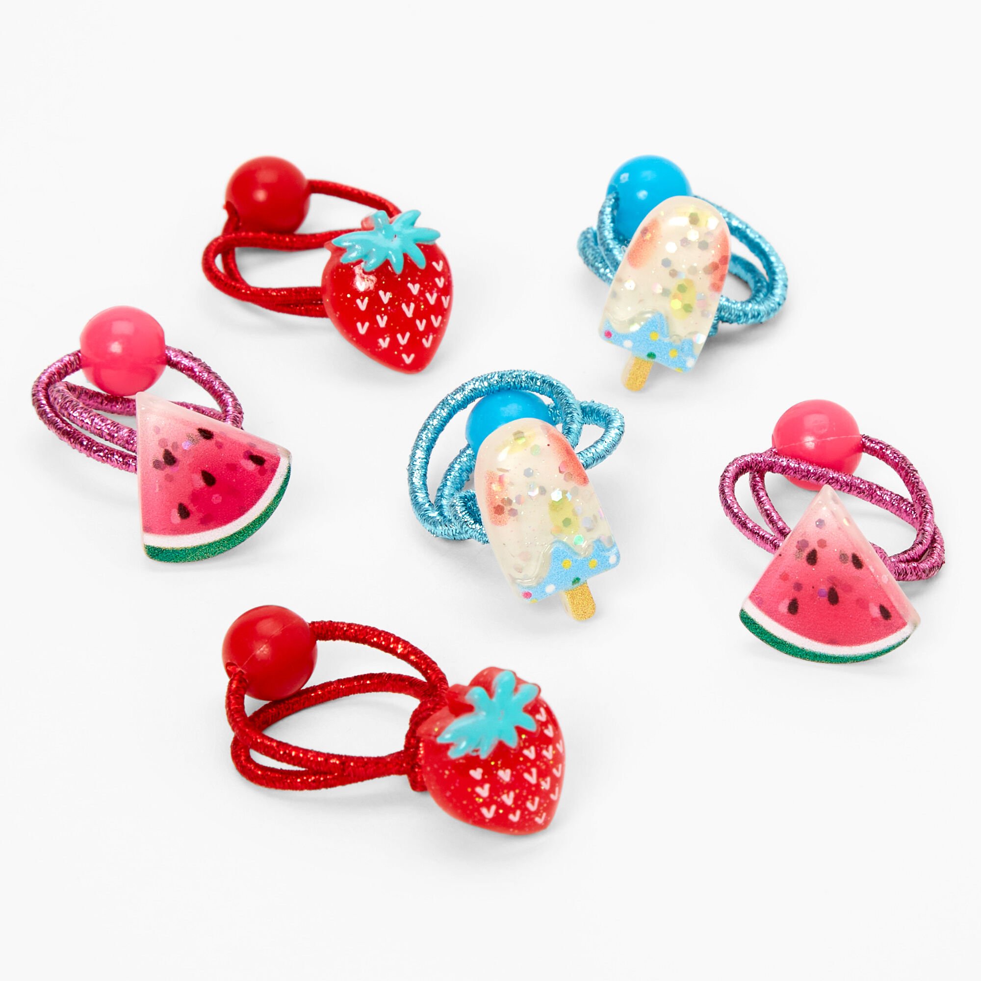 View Claires Club Summer Fruits Elastic Hair Ties 6 Pack information