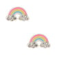 Sterling Silver Crystal Rainbow Stud Earrings,