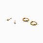 C LUXE by Claire&#39;s 18kt Gold Plated Cubic Zirconia 2mm Stud &amp; 8mm Hoop Earrings - 2 Pack,