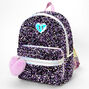 Sac &agrave; dos noir &agrave; sequins lilas,