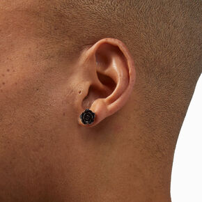 Black Rose Carved Stud Earrings,