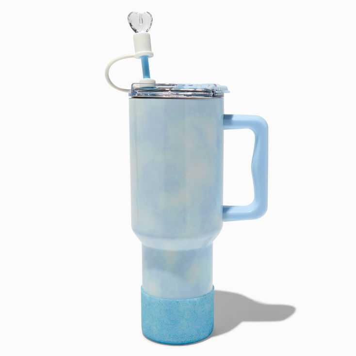 Blue Boot &amp; Clear Heart Straw Cover Water Bottle Set - 2 Pack,
