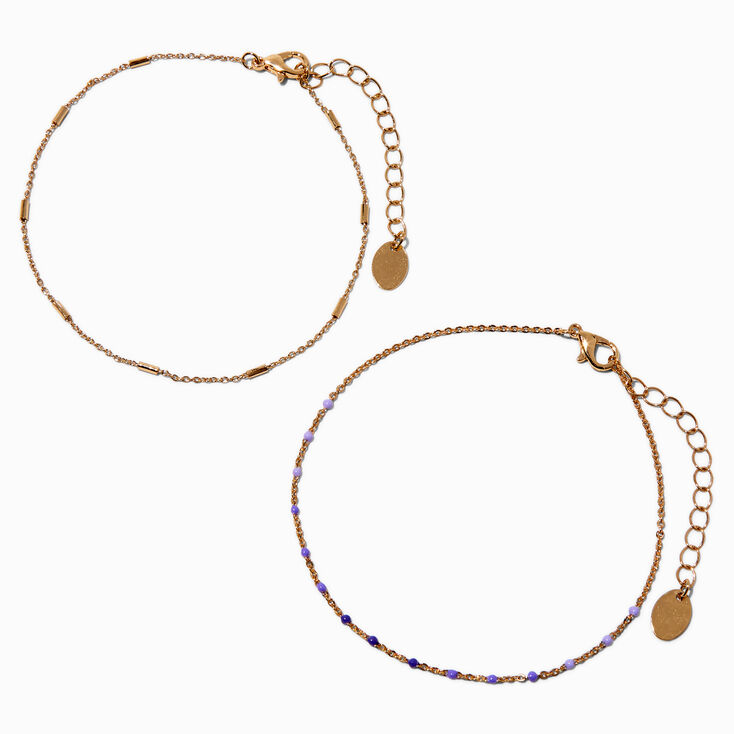 Purple Ombre Ball Chain Anklets - 2 Pack