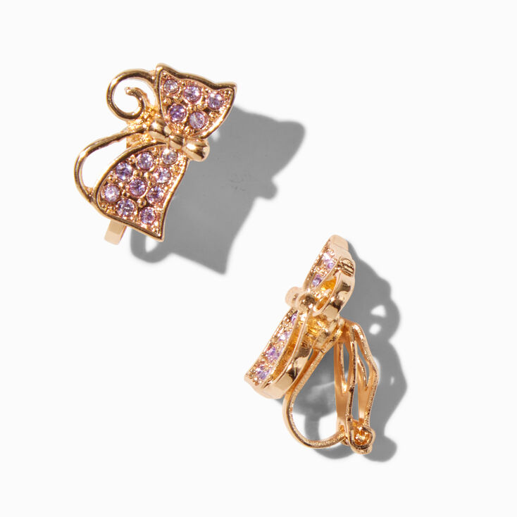 Crystal Cat Clip-On Earrings,