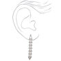 Silver Rhinestone 3.5&quot; Linear Chandelier Drop Earrings,
