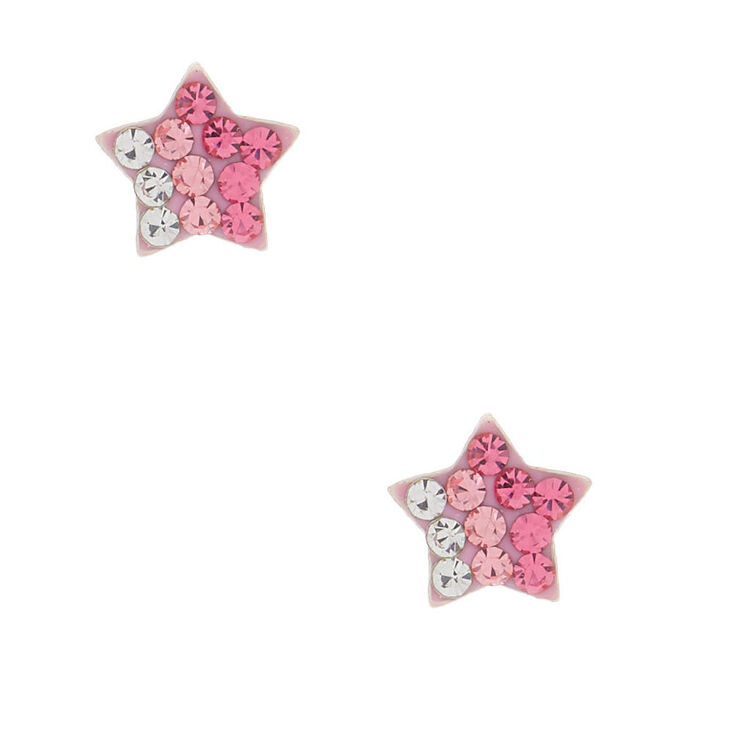 Claire's Clous d'oreilles en argent avec étoiles rose