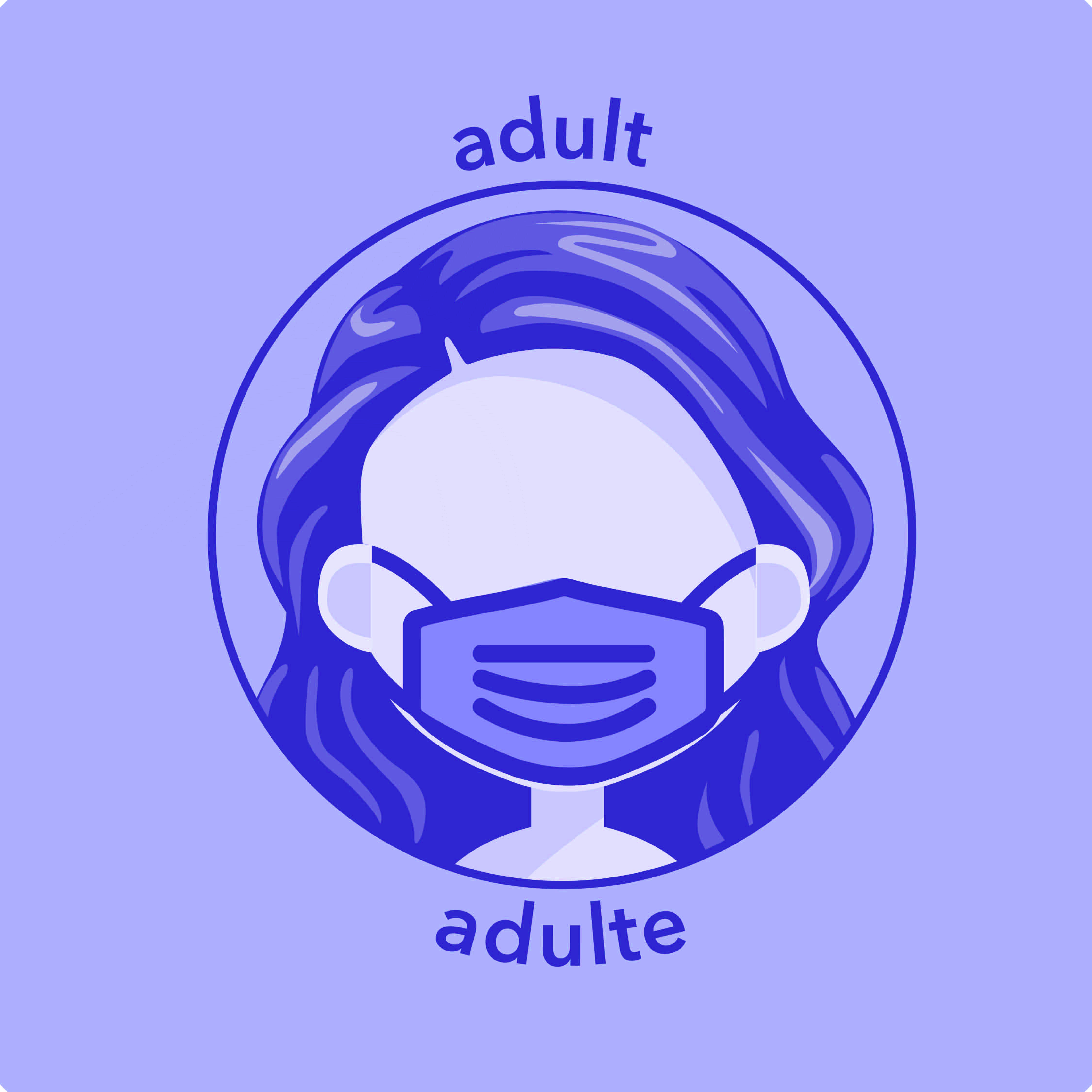 Masque en coton imprimé marbré bleu et violet - Adulte,