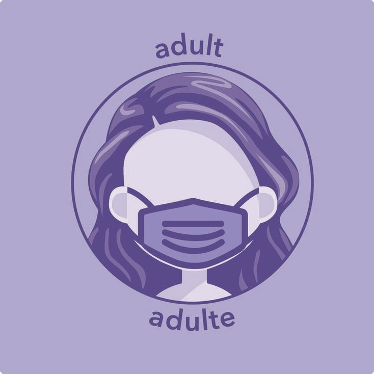 Masque en coton imprim&eacute; marbr&eacute; bleu et violet - Adulte,