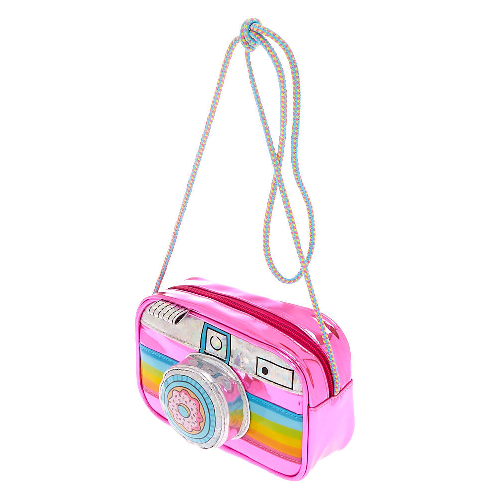 Neon Rainbow Camera Crossbody Bag,