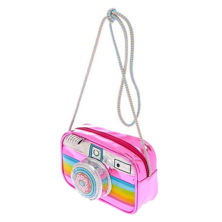 Neon Rainbow Camera Crossbody Bag | Claire's
