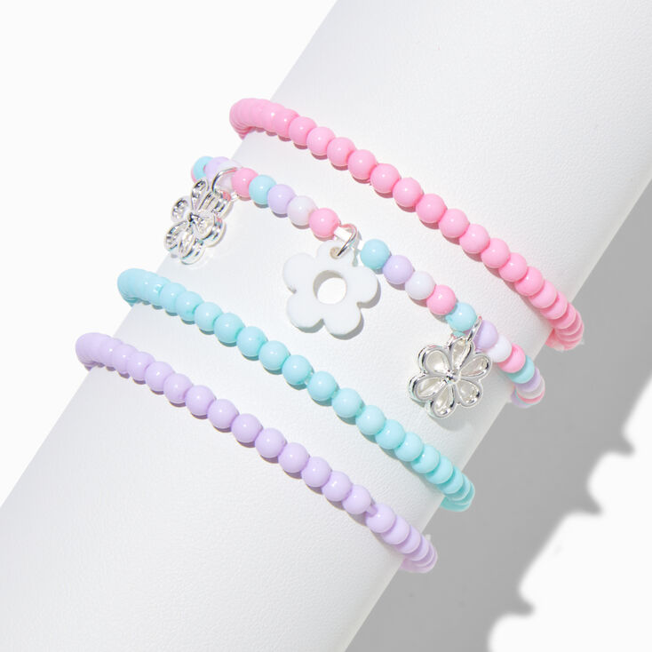 Bracelets &eacute;lastiques perl&eacute;s avec perles de rocaille pastel Claire&#39;s&nbsp;Club - Lot de 4,