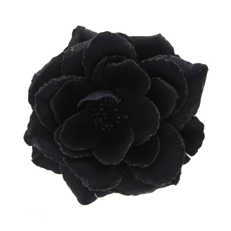 Rose Hair Clips large rose hair elastic band / hair beak clip. Large glitter edge Rose Flower Hair Elastic Band and Beak Clip. thick hair elastic and beak hair clip. Gorgeous Hair Flower attached to a matching colou.