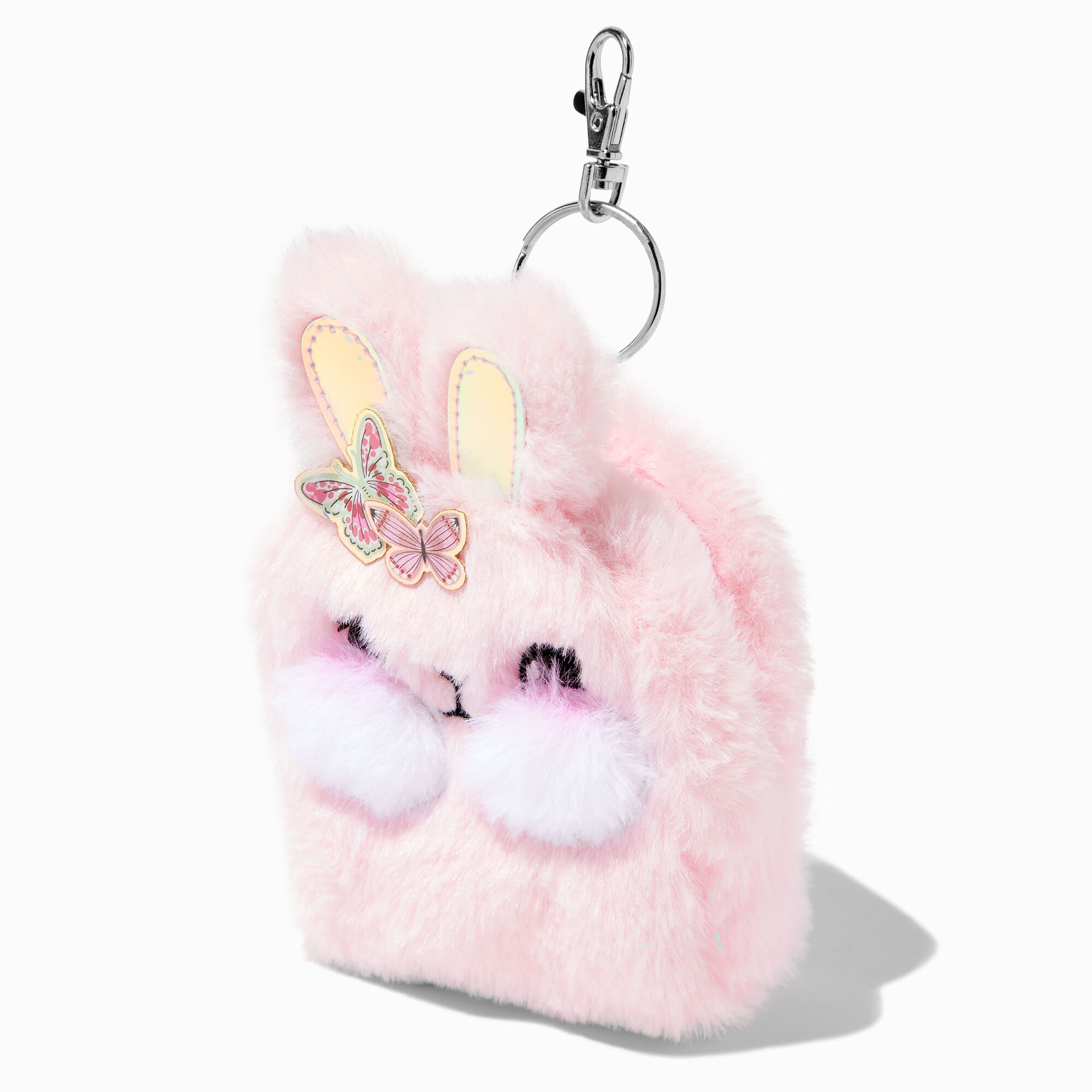 View Claires Bunny Plush Mini Backpack Keychain Pink information